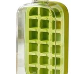Botella para cubitos de hielo, 2 en 1, sin contacto, con tapa y recipiente, fácil de abrir, vertical, para congelador, uso en casa o en la oficina, viajes al aire libre (800 ml, blanco)