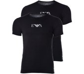 EMPORIO ARMANI Camiseta de Hombre - Cuello Redondo, Media Manga, Algodón Elástico, Paquete de 2