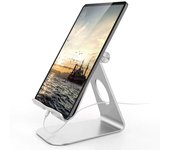 Soporte ajustable para tableta - Base de escritorio compatible con tabletas de 4 a 13 pulgadas, color plateado