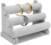 Soporte de exhibición de pulseras/soporte de reloj - Soporte de exhibición de pulseras/soporte de reloj de terciopelo gris para hombres - Estante organizador de almacenamiento de pulseras