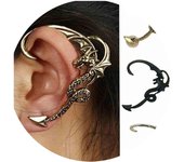 Punk Dragon Cuff Pendientes Dragon Oreja Escalador Pendientes Oro Cartílago Oreja Crawler Pendientes Gótico Clip On Wrap Pendientes Cool Animal Joyas para Mujeres y niños