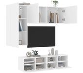 Mueble TV combinadoMuebles de TV de pared 4 piezas madera de ingeniería blanco