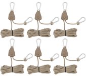 6 paquetes de trinquete de cuerda, 1/8 "perchas de cuerda ajustables, clip de cuerda, trinquete de cuerdas, utilizado para tiendas de campaña (13,12 pies, marrón)