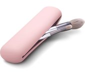 Soporte de brochas de maquillaje de viaje, soporte de silicona moderno y portátil, organizador de herramientas de maquillaje suave y elegante para viajes, color caqui