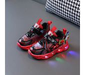 Disney Boy's Dazzling Cool Cartoon Spider Man Luminous Shoes Kids Sneakers Kids LED Lighted Tennis Soft PU Leather Sports Shoes
