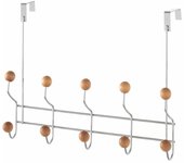 Dcasa Percha de baño para puerta plateada de metal con 10 colgadores nórdicade 40x30 cm