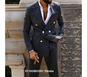 Peaked Lapel Double Breasted Suits for Men Wedding Slim Fit Formal Groom Tuxedo Black Custom Made Suit Jacket with Pants 2024