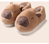 Bonitas pantuflas de algodón capibara para hombre y mujer, otoño e invierno, nuevas, de felpa cálidas, con suela gruesa, para interiores y zapatos de tacón de algodón.