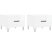 vidaXL Mesa de centro 2 uds madera ingeniería 50x50x40cm Blanco, Negro, Blanco brillante Mesita de Salón o Comedor o Auxiliar Mesa de Café Meuble Salón