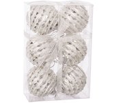 Gerimport Set de 6 Bolas Navidad Diamantes Plateadas 6 Cm - Adornos Navideños