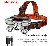 Usb Rechargeable 5 Led Headlamp Super Bright Head-Mounted Strong Flashlight Built-in Battery Outdoor Camping Night Fishing Lamp