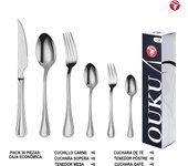 Mr.Spoon Serie Raya Juego 20, 30 o 36 piezas cubiertos,Acero Inoxidable 18/0,Económico y funcional,Incluye cuchillo de carne o mesa, tenedor,cuchara,cucharilla,etc,Mango monobloque,Apto para lavavajillas,Empaque ecológico,Ideal para casa,hotel,restaurante