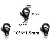 25Pcs Stainless Steel Gold Black Lobster Clasps Jewelry Findings DIY Necklace Bracelet Making Accessories 9/10/11/12/13/15MM