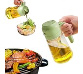 YARRAMATE Pulverizador de Aceite para Cocinar, Botella Dispensadora de Aceite de Oliva 2 en 1 Para Cocina, Botella de Aceite de Vidrio de 17 oz/500 ml para Freidora de Aire, Barbacoa (Blanco Cremoso)