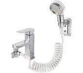 Juego de Cabezal de Ducha para Lavabo, ahorro de agua, grifo de baño, juego de ducha para lavabo con mango telescópico de 2 m, manguera de ducha pequeña con adaptador G1/2
