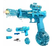 Pistolas de agua eléctricas para adultos y niños, pistola de agua automática con alcance de 8 m, pistola de alta capacidad Super Blaster Soaker para fiestas en la piscina, juguete de pistola de agua eléctrica LED ColorBlast (negra)