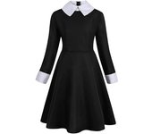 Disfraz de miércoles de AmzApparel para niñas, disfraz de cosplay, disfraces de Halloween, vestidos de princesa de manga larga para niños, ropa