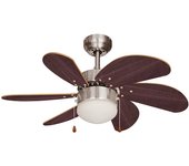 VENTILADOR DE TECHO MODELO ARAL WENGUE/NIQUEL SATINADO POTENCIA: 50W ASPAS: Ø76cm EDM