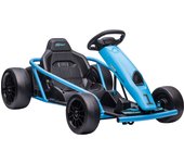 HOMCOM Go-kart eléctrico infantil 24 V Drift Kart con arranque lento, música, bocina y cinturón de seguridad, vehículo infantil para niños de 8-12 años, azul