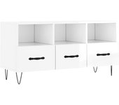 Mueble de TV madera contrachapada blanco brillo 102x36x50 cm