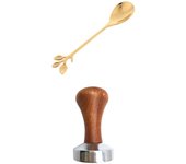 Manipulación de café Mango de madera para cafetera Máquina de café 58mm con cuchara