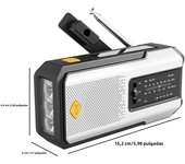Tienda BIT Radio De Mano Con Energía Solar Emergence AM/FM/NOAA Indoor LED De Lectura SOS Alarme 2000mAh Recargable Portátil