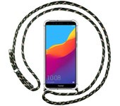 Tumundosmartphone Funda Colgante Transparente para Huawei Honor 7A / Y6 2018 con Cordon Verde / Dorado