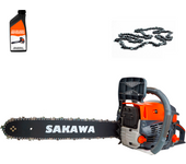 Motosierra Gasolina 58cc 18" + Aceite Engrase Cadena + Cadenas CS60T SAKAWA 58cc