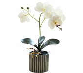 Artificial Orchid Bonsai with Pot Potted Phalaenopsis Home Office Realistic 8 Flowers Plant Office  Balcony Decoration