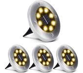 Pack De 4 Lámparas Solares Para Piso Exterior Luces De Jardín In-Ground Camino Con 8 LED Luz Solar Disco Luz Solar Para Paisaje