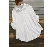 Plus Size 2025 Summer New Women's Single Row Button Down Shirt Pure Color Pocket Lapel Summer Optimal