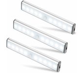 Juego de 3 10 Lámparas LED Recargable por USB Magnetizadas Sensor de Movimiento Portátiles