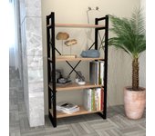 Librería Skørping de 4 niveles aglomerado/metal 150 x 65 x 30 cm - efecto madera y negro [en.casa]