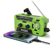 Radio portátil con alarma y generador de manivela de gran capacidad de 2000 mAh, linterna solar para acampar, Radio por Internet para uso en exteriores.