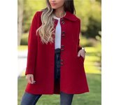Plus-size women's fashion autumn and winter casual plain button lapel long-sleeved jacket women's apparel