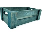 Tradineur - Caja de madera con asas "Wood Box" - Almacenamiento y organización - Caja Multiusos, Decoración, Herramientas, cocina, etc. - 22 x 12 x 7 cm - Color Gris Azulado