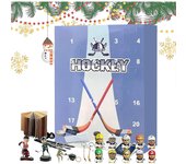 Calendario de Adviento de cuenta regresiva con kit de fútbol navideño 2024, calendario de Adviento de hockey, calendarios de Adviento de bloques de construcción de 24 días, adorno de hockey en miniatura para decoración de oficina, aula y hogar