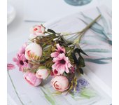 5PCS Pink Artificial Flowers Silk Roses Buds for Home Decor Wedding Arrangement Bridal Bouquet Christmas Wreath Accessories