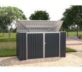 Vente-unique - Caseta para 3 cubos de basura de acero galvanizado gris antracita - Ancho 237 x Prof. 101 x Alt. 131 cm - ILARIO