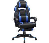 SONGMICS HOME Silla de Juegos, Silla Racing Ergonómica para Ordenador con Reposapiés, con Reposacabezas, Cuero Sintético, Altura Ajustable, Negro Tinta/Gris Paloma/Negro Tinta y Azul Cielo/Azul Lago y Blanco Crema