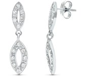 Inmaculada Romero Pendientes Oro Blanco 18k Mujer 25mm Circonitas Ovaladas Presión