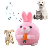 Juguete interactivo para perros, peluche de cerdo de dibujos animados lavable, juguete electrónico con sonido para perros que se mueve y rebota, juguete para mascotas aburridas que hablan (cerdo azul)