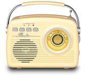 LAUSON - Radio Vintage Bluetooth | Transistor Radio portátil Retro | Batería Recargable | FM Am | USB - SD (Azul y Crema)
