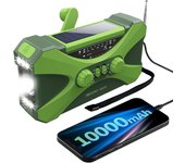 【 10000 mAh 】 Radio de emergencia con manivela solar, Radio meteorológica NOAA múltiples Fuentes de Alimentación, lámpara, lámpara de Lectura, Cargador de teléfono Celular, Alarma SOS, Radio AM/FM/WB
