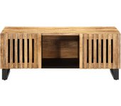 vidaXL Mesa de centro de madera maciza de mango rugosa 100x55x40 cm Marrón claro, Marrón, Blanco Mesita de Salón o Comedor o Auxiliar Mesa de Café Meuble Salón