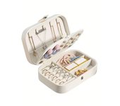 Organizador de joyas portátil, caja de almacenamiento de joyas redonda, simple, minimalista, de múltiples rejillas, para viajes, 1 unidad