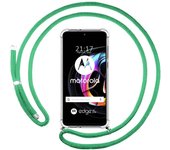 Funda Colgante Transparente para Motorola Edge 20 Lite con Cordon Verde Agua