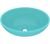 vidaXL Lavabo de Lujo Ovalado Cerámica Mate Tocador Montado Encima Color matte light blue,  matte dark blue,  matte white y mas
