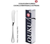 Mr.Spoon Serie Flores,Set Cubiertos ensalada y Cuchillo mantequilla 2, 6, 12 o 48 piezas,Acero inoxidable18/0,Económico y funcional,Set Cubiertos ensalada210mm,Cuchillo mantequilla165mm,Mango monobloque,Apto para lavavajillas,Para casa,hotel,restaurante