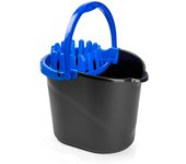 CABLEPELADO Cubo Fregona Escurrefacil, Cubo para Fregar, Cubo de Limpieza, 31,5 cm Altura x 29 cm Fondo, Cubo escurridor, Capacidad de 14 litros, Plástico PP5, Fabricado en España, Negro y Azul